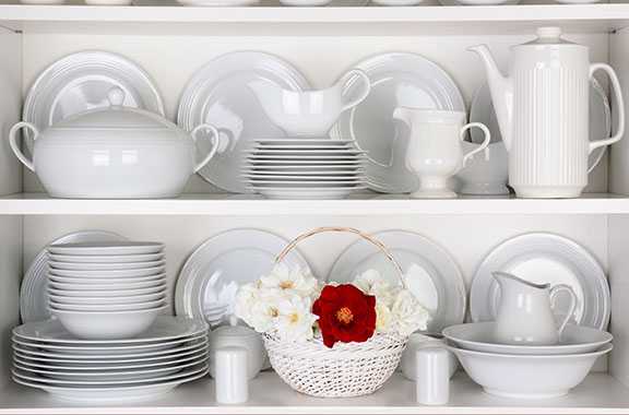 Display your china with a pop of color to brighten your dining room