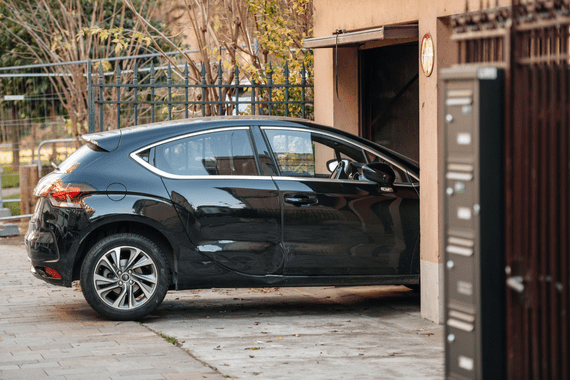 Car entering garage