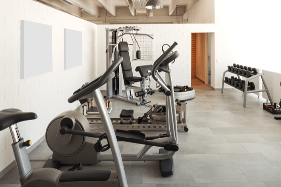 Home gym with machines and weights 