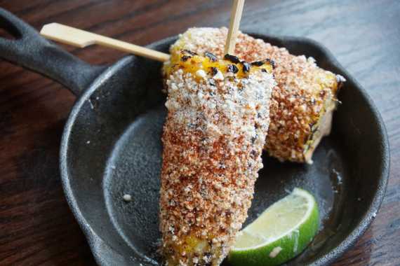 closeup on mexican street corn