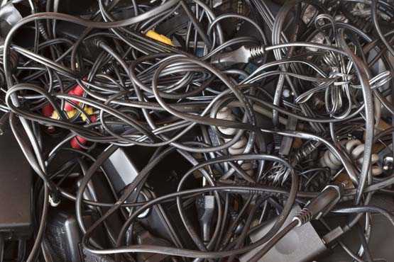 hyperbolic pile of cables for devices