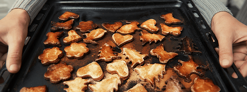 image of burnt sugar cookies on a sheet pan