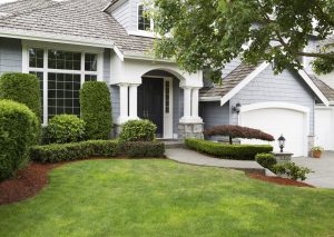Newly painted exterior of a North American home during