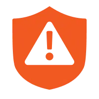 Solid orange warning shield icon.