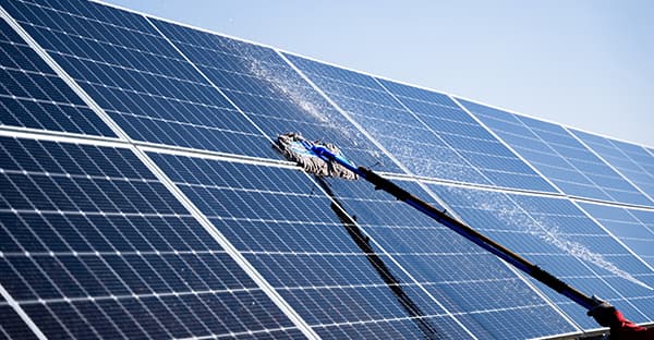 Solar panel being cleaned