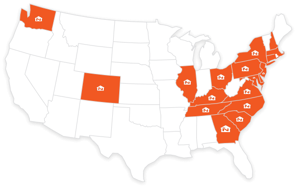 USA Map of states served by Ned Stevens